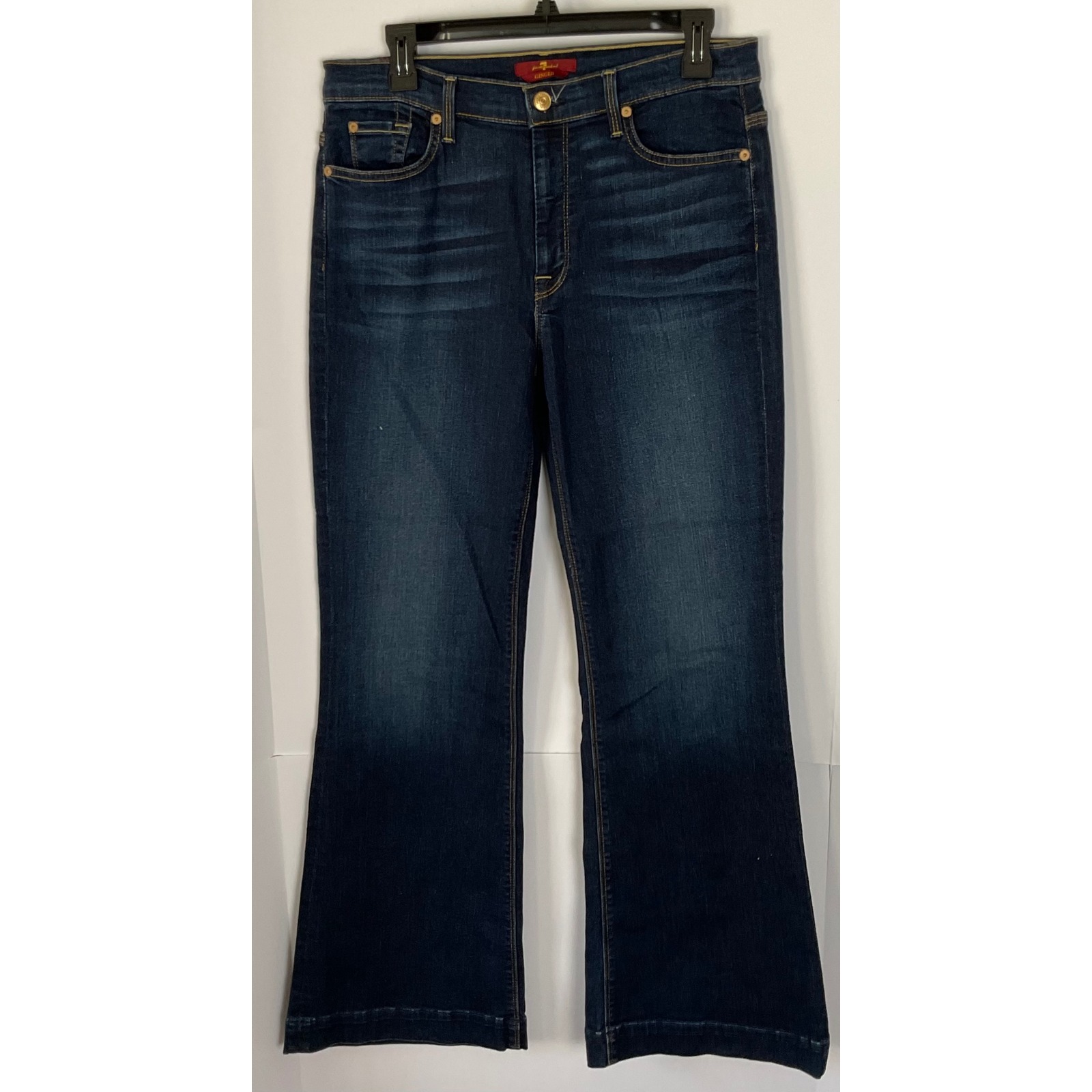 7 For All Mankind Ginger Wide Leg Jeans Dark Wash Indigo High Rise Size 31